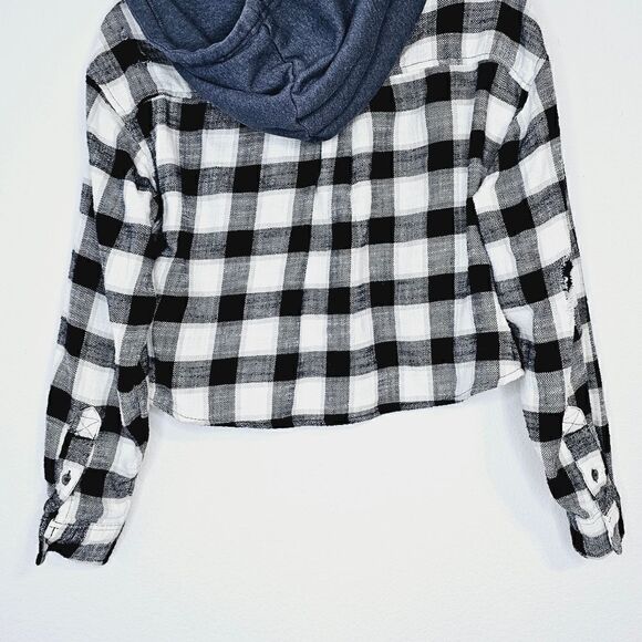 AE Cozy Cabin Oversized Hoodie Button Down Flannel Lightweight Jacket Top - Picture 8 of 13